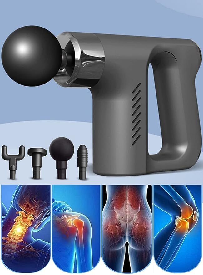 Fascial gun muscle massager with 4 Heads Handheld Physiotherapy Massager, Deep Tissue Physio Percussion (Multicolor)