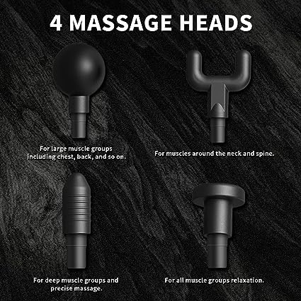 Fascial gun muscle massager with 4 Heads Handheld Physiotherapy Massager, Deep Tissue Physio Percussion (Multicolor)