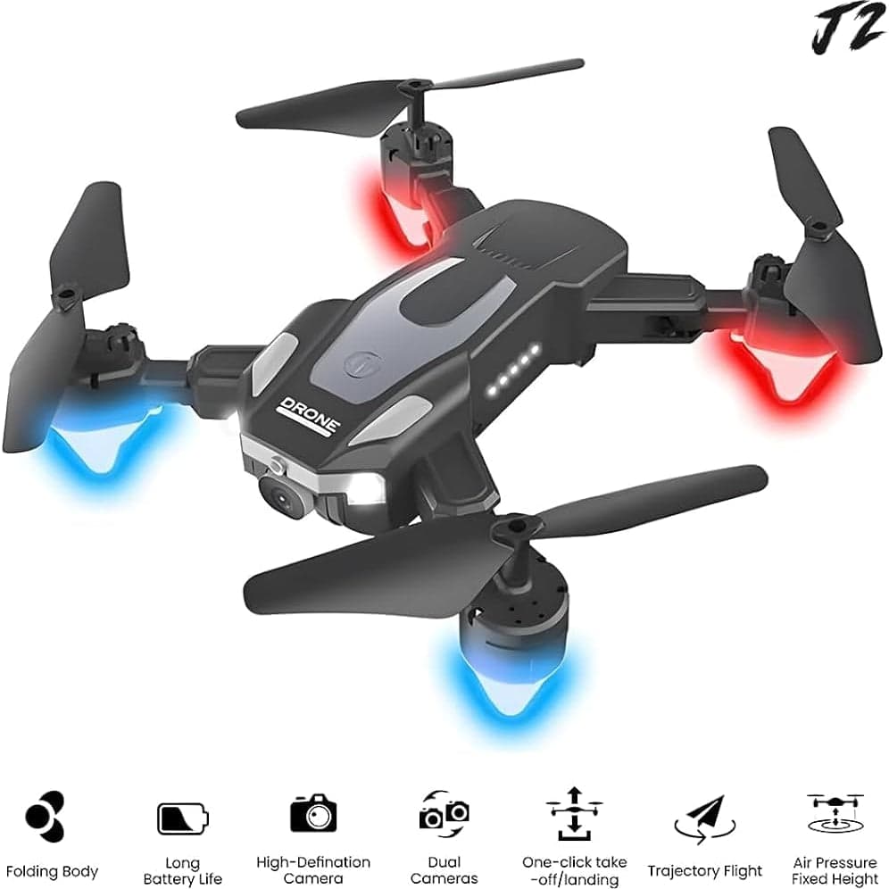 J2 Drone with Remote Control, Camera, 360° Rotation, Phone Holder, Spare Propellers