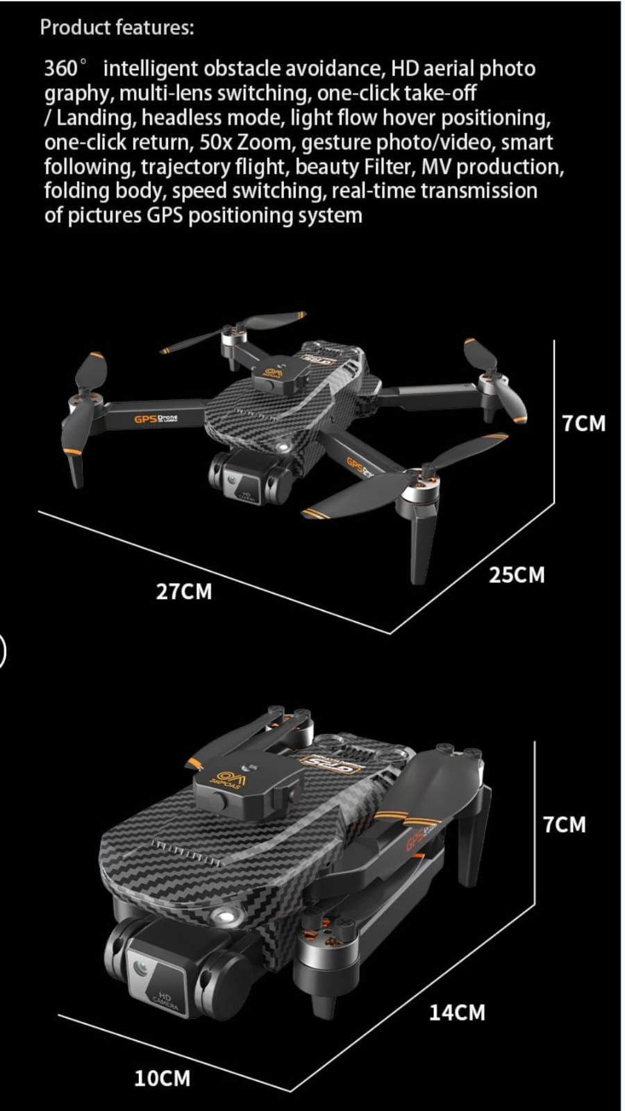 New S25 Drone Camera Brushless Motor GPS Remote Control Helicopter Quadcopter Foldable & Carbon Fiber Brushless HD