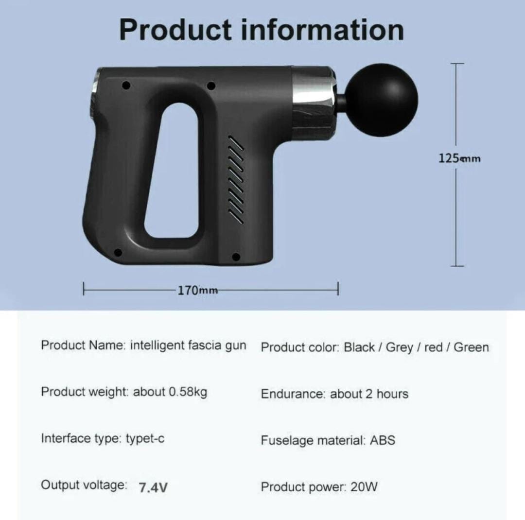 Fascial gun muscle massager with 4 Heads Handheld Physiotherapy Massager, Deep Tissue Physio Percussion (Multicolor)