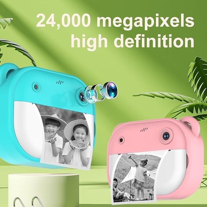 Kids Instant Print Camera β 1080P Video, Thermal Printing & Fun Features | Rechargeable, Kid-Friendly Design