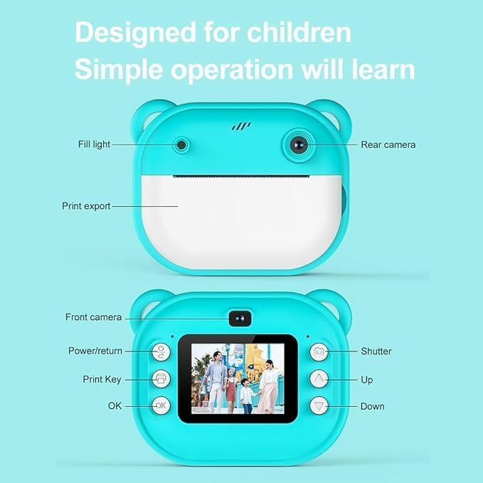 Kids Instant Print Camera β 1080P Video, Thermal Printing & Fun Features | Rechargeable, Kid-Friendly Design