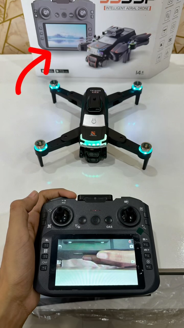 JS39P 4K Dual Camera Drone with 9-Inch Display Remote, 360° Obstacle Avoidance, FPV, VR Mode & 25-Min Flight Time