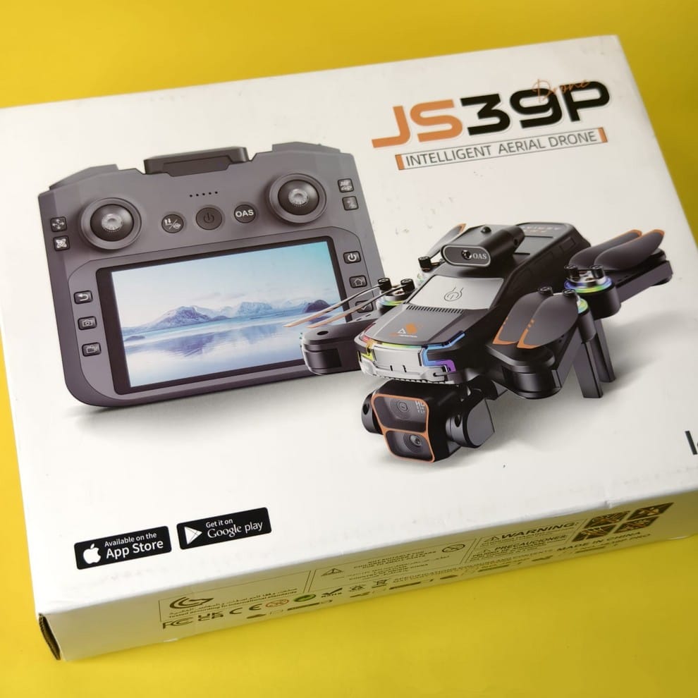 JS39P 4K Dual Camera Drone with 9-Inch Display Remote, 360° Obstacle Avoidance, FPV, VR Mode & 25-Min Flight Time