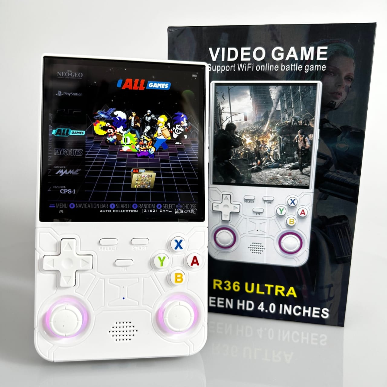 R36 Ultra Retro Handheld Game Console, with 64G Built-in 20000+ Games, 3000mAh Rechargeable, Support 20+ Simulators, Linux System, 4.0 Inch IPS Screen Portable Pocket Arcade