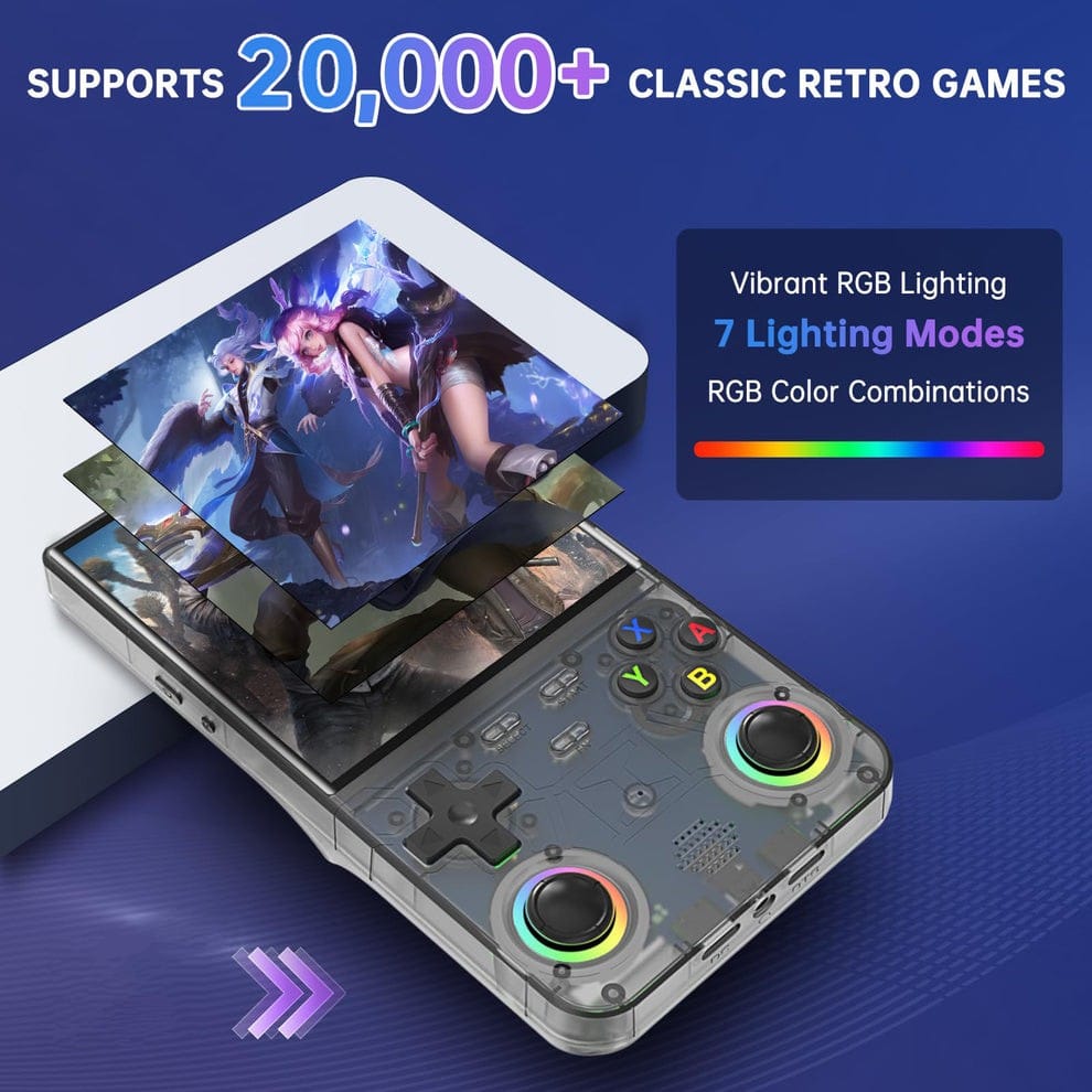R36 Ultra Retro Handheld Game Console, with 64G Built-in 20000+ Games, 3000mAh Rechargeable, Support 20+ Simulators, Linux System, 4.0 Inch IPS Screen Portable Pocket Arcade