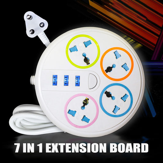 Extension Cord Board with 3 USB Charging Ports and 4 Socket -10 Amp Heavy Duty for Multiple Devices Smartphone Tablet Laptop