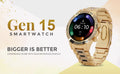 Gen 15 Smartwatch, HD Display Gold Metal Strap & Activity Tracker, Bluetooth Calling, Customizable Watch Faces, Water Resistant Smartwatch for Women & Girls