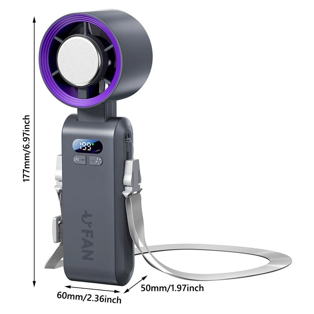 Portable Ice Compress Cooling Fan with 199-Speed Settings, USB Rechargeable, Low Noise & Desktop Holder | Multiple Colors Available