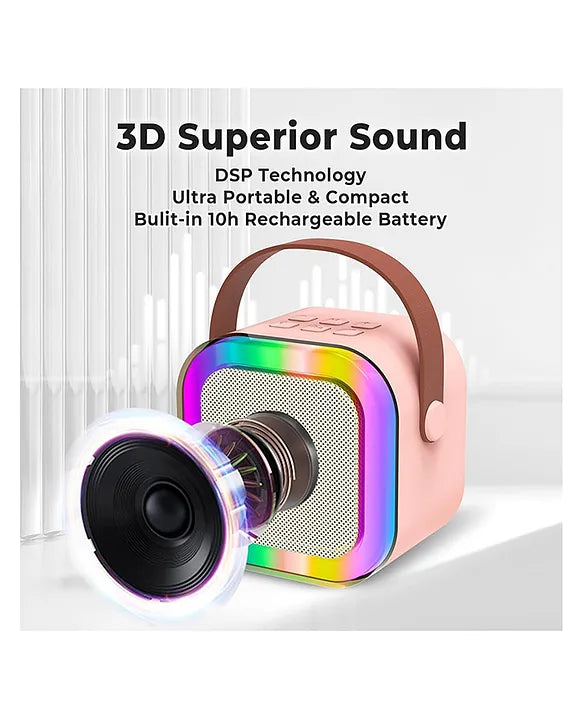 Portable Karaoke Machine with Wireless Mics – LED Lights & Bluetooth for Kids & Adults