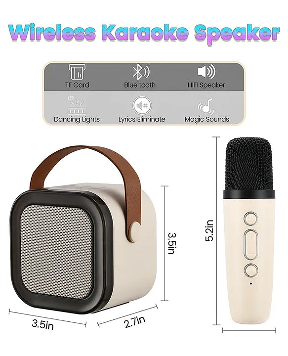 Portable Karaoke Machine with Wireless Mics – LED Lights & Bluetooth for Kids & Adults