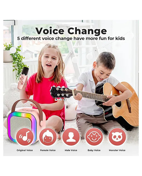 Portable Karaoke Machine with Wireless Mics – LED Lights & Bluetooth for Kids & Adults
