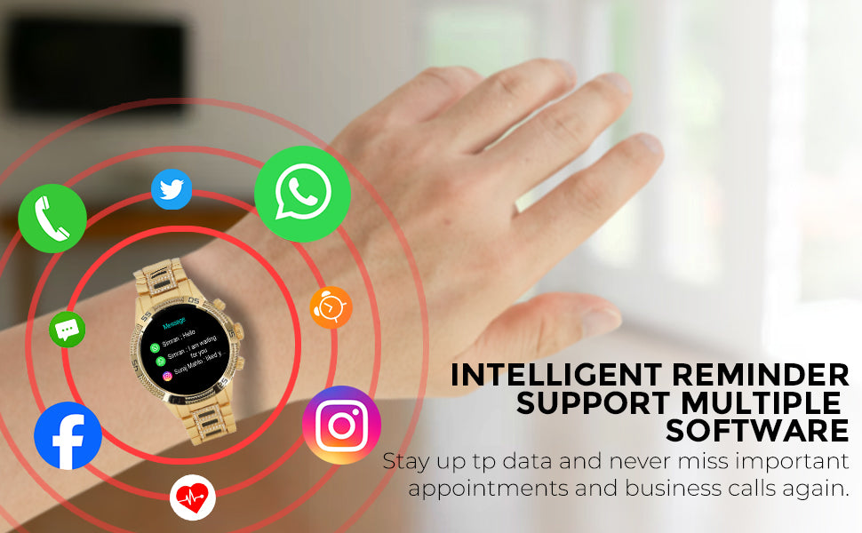 Gen 15 Smartwatch, HD Display Gold Metal Strap & Activity Tracker, Bluetooth Calling, Customizable Watch Faces, Water Resistant Smartwatch for Women & Girls