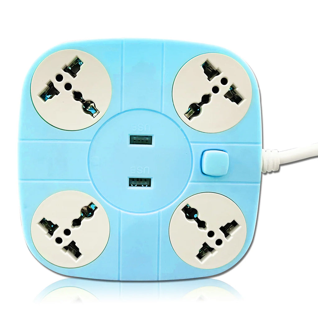 Extension Cord with 2 USB Charging Ports and 4 Socket - 10 AMP Heavy Duty for Multiple Devices Smartphone Tablet Laptop