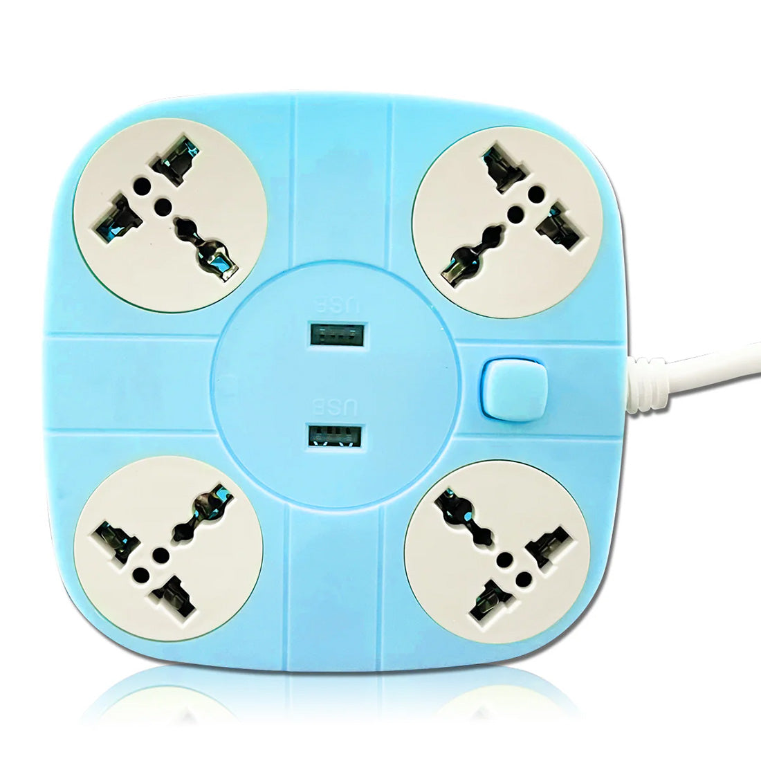 Extension Cord with 2 USB Charging Ports and 4 Socket - 10 AMP Heavy Duty for Multiple Devices Smartphone Tablet Laptop