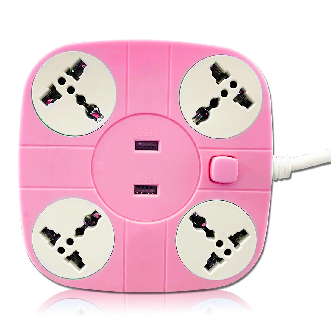 Extension Cord with 2 USB Charging Ports and 4 Socket - 10 AMP Heavy Duty for Multiple Devices Smartphone Tablet Laptop