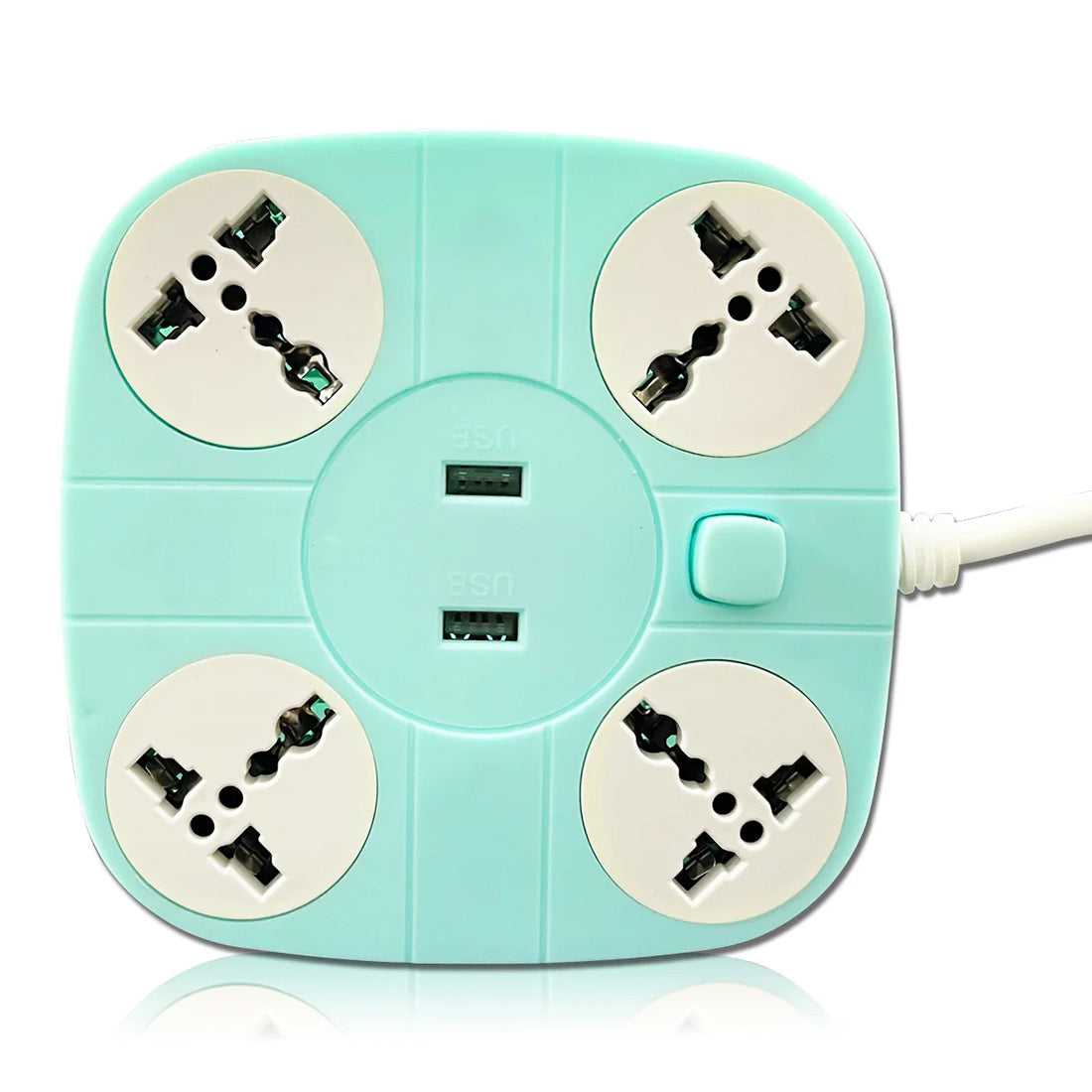 Extension Cord with 2 USB Charging Ports and 4 Socket - 10 AMP Heavy Duty for Multiple Devices Smartphone Tablet Laptop