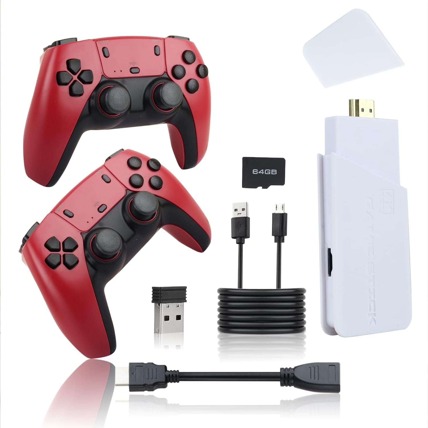M18 Retro Gaming Console with 4K Ultra HD Game Stick, 2.4G Wireless Controller, 24000+ Games(Red)