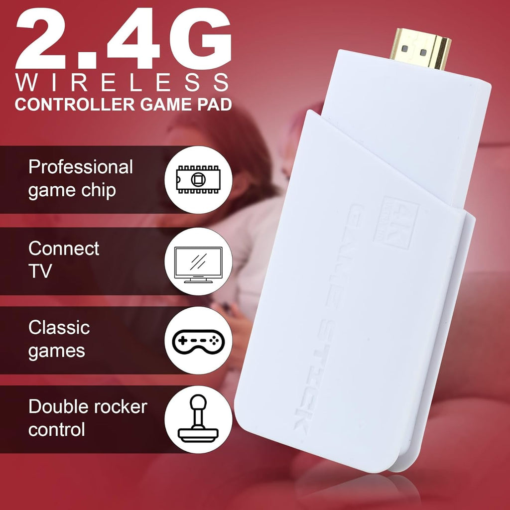 M18 Retro Gaming Console with 4K Ultra HD Game Stick, 2.4G Wireless Controller, 24000+ Games(Red)