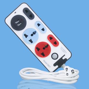 Universal Extension Cord with USB Charger – Dual USB Ports, 10A Power Rating & Multi-Socket Support for Home & Office