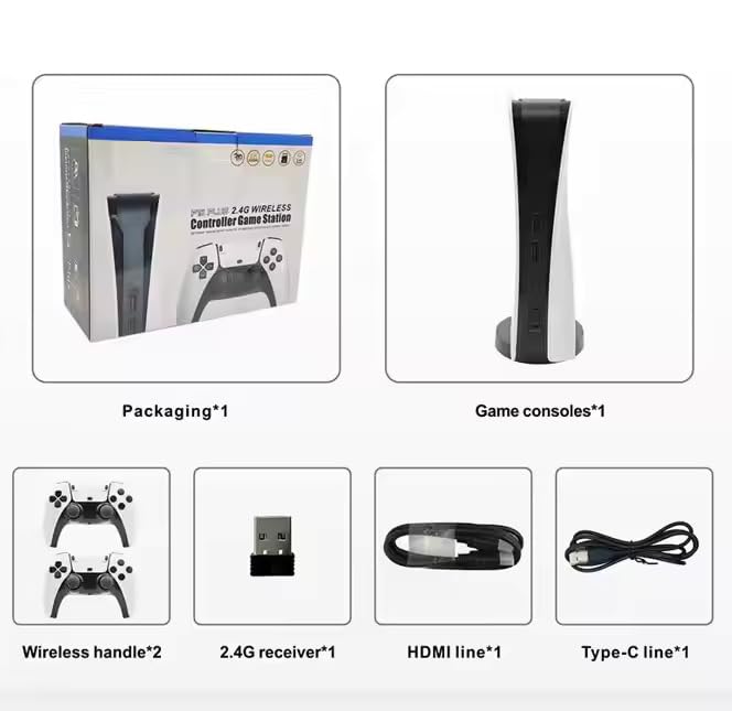 M64 Game CONSOLE PS5 Look With Dual Controller – 15000 Games, 4K HDMI Output, 2 Wireless Controllers