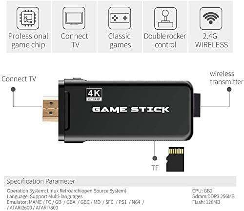 Wireless Retro Gaming Console: Plug & Play 1080p TV Video Game Stick with 9 Emulators, 2-Player Support, and Classic Games for Kids & Nostalgic Gamers