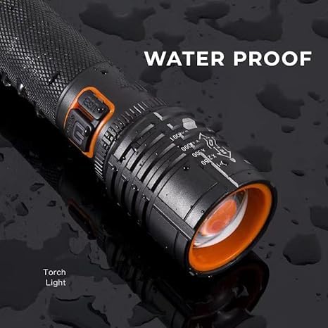 M035 (ZOOMABLE LED Metal Torch) 4 Modes Flashlight, Super Bright Cree T6 LED Light Torch C-Type Charging Port