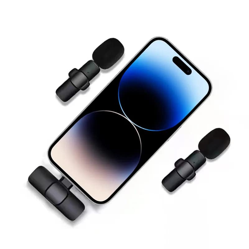 Omnidirectional Lavalier Wireless Microphone for Type-C Android & iPhones, Noise Reduction Lapel Mic for Youtubers, Video Recording, Facebook Live, and Streaming (Black)