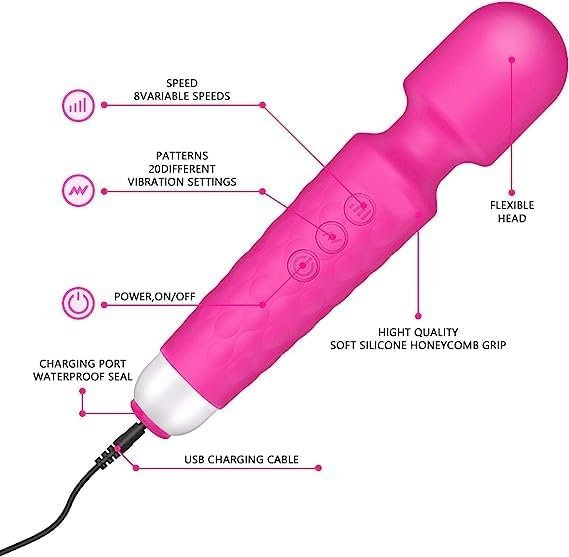 Rechargeable Electric Wand Massager Wand | 20 Vibration Modes, Flexible Head | Deep Tissue Pain Relief for Neck, Back, Legs & Shoulders