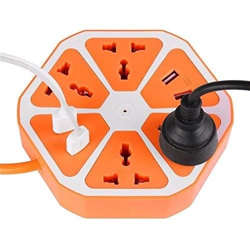 4-Outlet Power Strip with 4 USB Ports – Surge Protected Extension Board with 1.8M Cord (110V–250V Support)