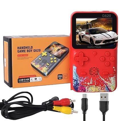 G620  Video Game for Kids Console 500 in 1 Classic Games Gameboy Edition 3 Inch Screen Support for TV Output Bliss Comes with Games Super Bros Street Fighter, Multicolor