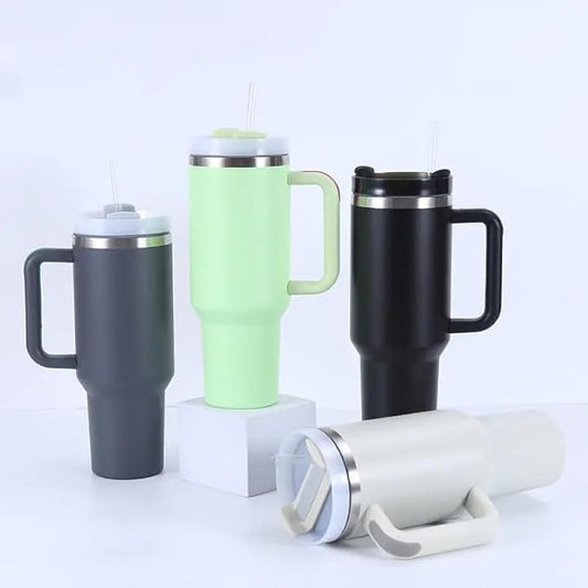 1.2L Tumbler with Handle Straw & Lid | Insulated Reusable Stainless Steel Water Bottle | Leak Proof Mug for Office, Gym, Travelling (Multicolor), 1200 Milliliters Brand: Generic