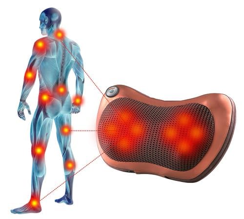Dual Head Neck & Back Massager – 4 Massage Balls, Heat Function, Car & Home Use, Auto Shut-Off