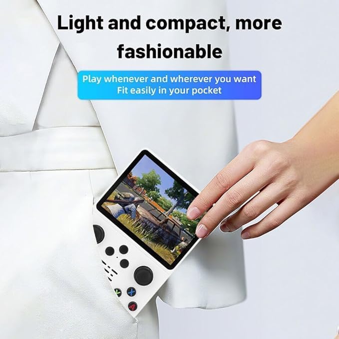 R35S l Retro Video Game Console 64GB Mini Handheld Gameboy Built in 8000+ Classic Games + PSP Games 3.5-inch IPS Screen Dual 3D Joystick