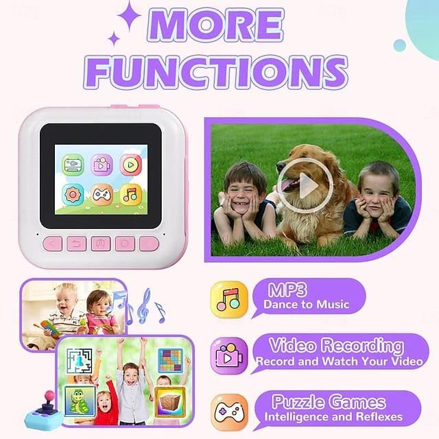 Kids Instant Print Camera – 1080P HD Video, Thermal Printing, DIY Photo Fun & Educational Gift for Ages 3–12