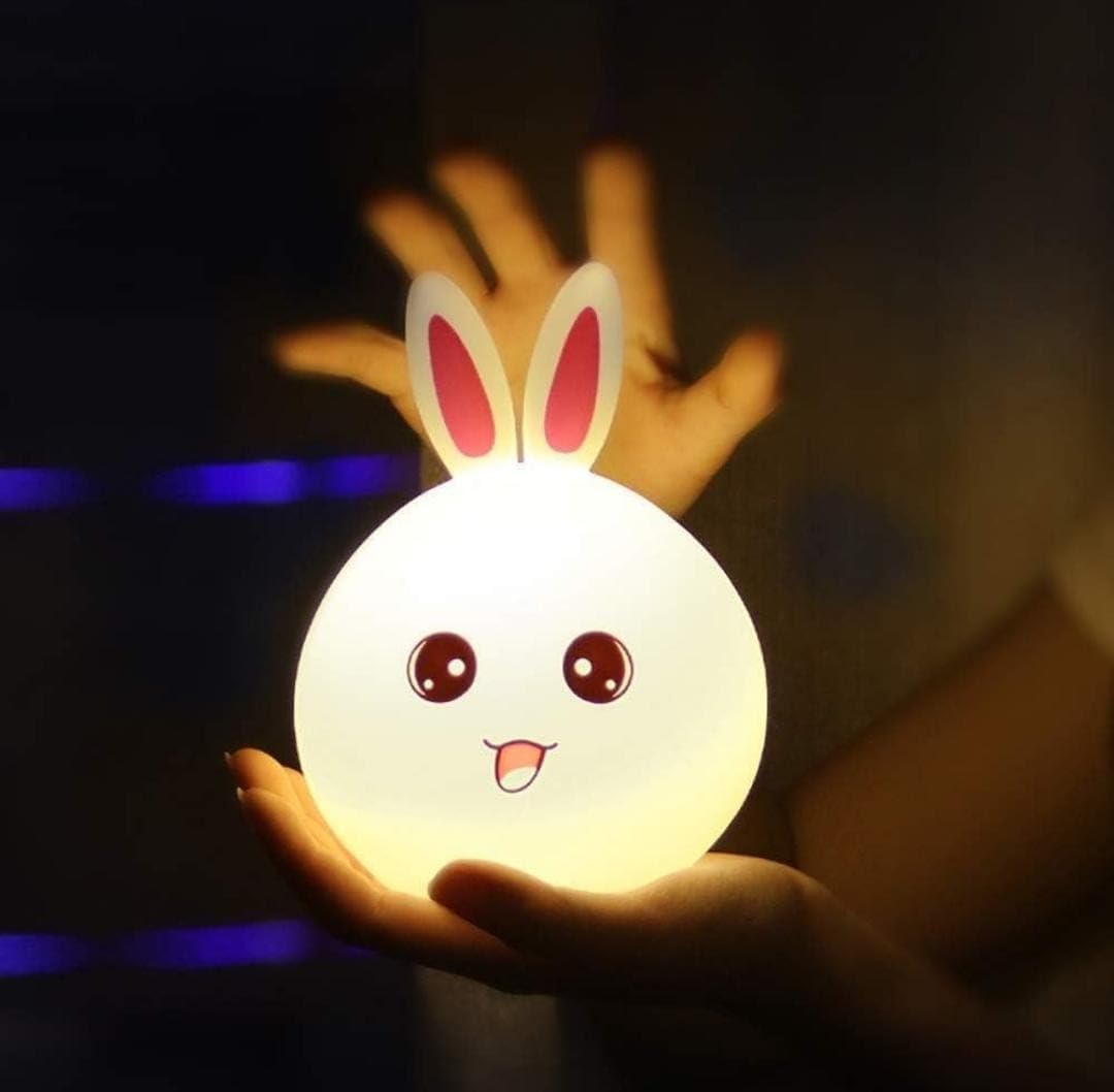 Silicone Rabbit Night Light – USB Rechargeable LED Lamp with Touch Control & Color Modes for Kids & Nurseries