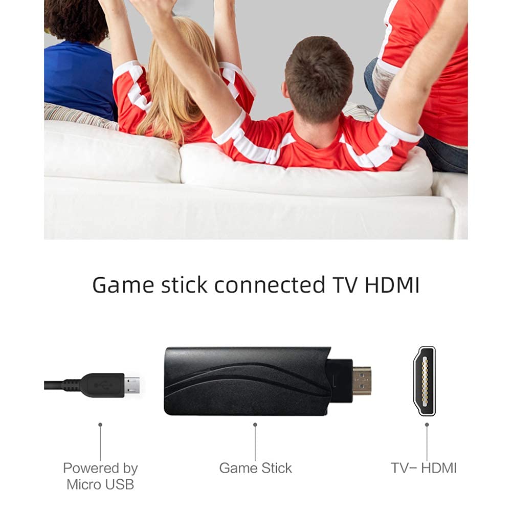 Plug and Play Wireless HD 1080p TV Video Game for Kids (8 Bit Retro Built-in Games) for up to 2 Players HDMI Game Stick Dongle (Multicolor)