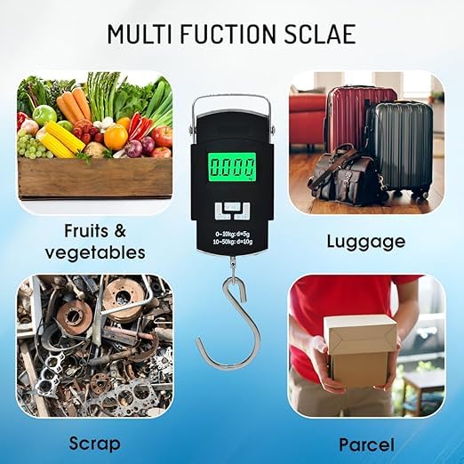 Portable Digital Hanging Scale – 50kg/110lb Capacity with LED Display & Hook Design