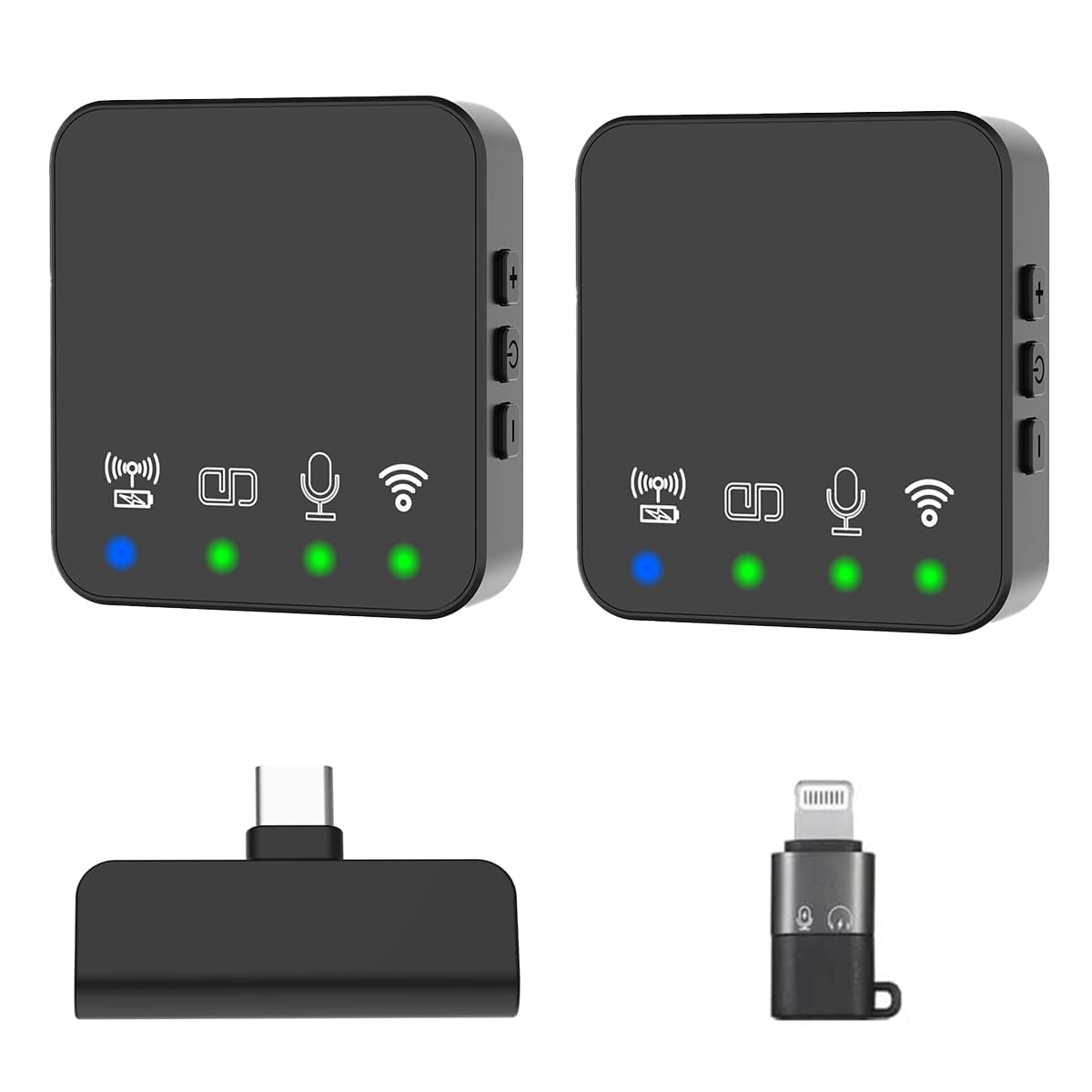 Wireless Microphone Noise Cancellation Lapel Mic Compatible with Type-C Android & iPhone Dual Channel Lavalier Collar Microphone for Youtubers Video Recording Facebook Live Stream (Black)