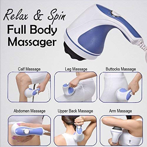 Relax Spin Tone Full Body Electric Massager Machine with 4 Massage Heads – Pain Relief for Back, Shoulder, Neck, Leg & Foot – Powerful Copper Motor, Sturdy Grip & Adjustable Speed