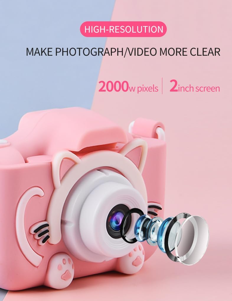 Kids Digital Camera – 12MP Photo, 1080p Video, Games & USB Rechargeable | Shockproof & Child-Friendly Design
