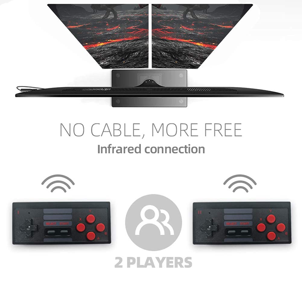 Plug and Play Wireless HD 1080p TV Video Game for Kids (8 Bit Retro Built-in Games) for up to 2 Players HDMI Game Stick Dongle (Multicolor)