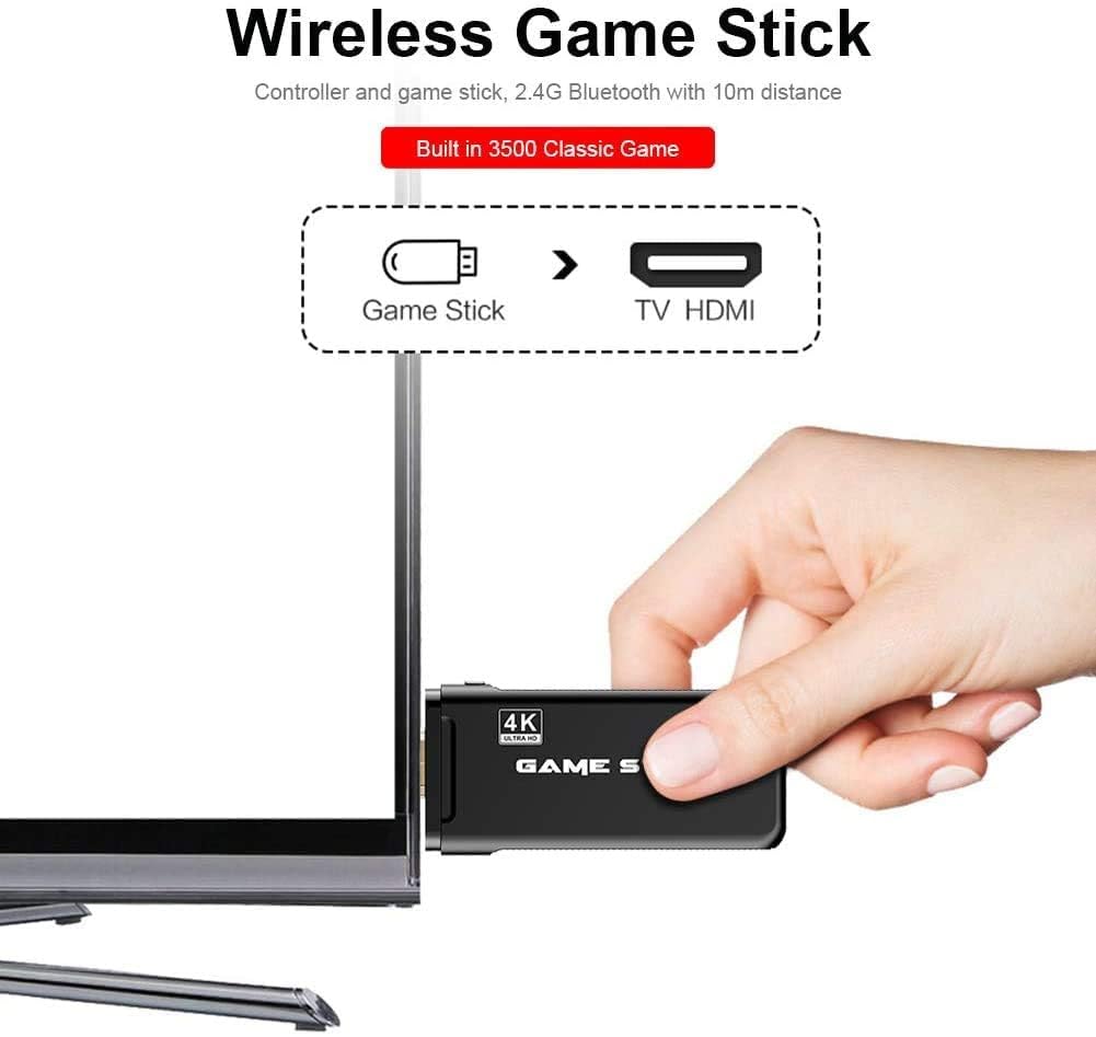 Wireless Retro Gaming Console: Plug & Play 1080p TV Video Game Stick with 9 Emulators, 2-Player Support, and Classic Games for Kids & Nostalgic Gamers
