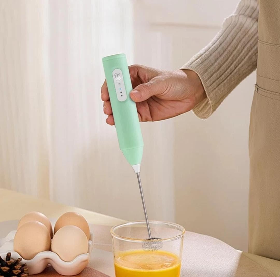 Rechargeable Milk Frother & Coffee Whisker – 3-Speed Adjustable, Stainless Steel, Type-C Charging & Stand-Up Design