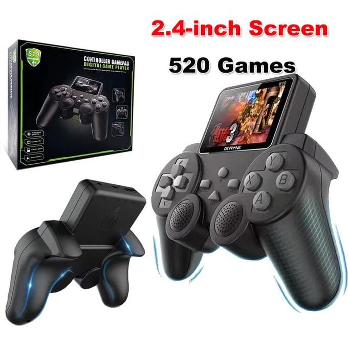 S10-Handheld Game Console, Classic Retro Video Gaming Player Colorful LCD Screen USB Rechargeable Portable Game Console with 520 in 1 Classic Old Games Best Toy Gift for Kids