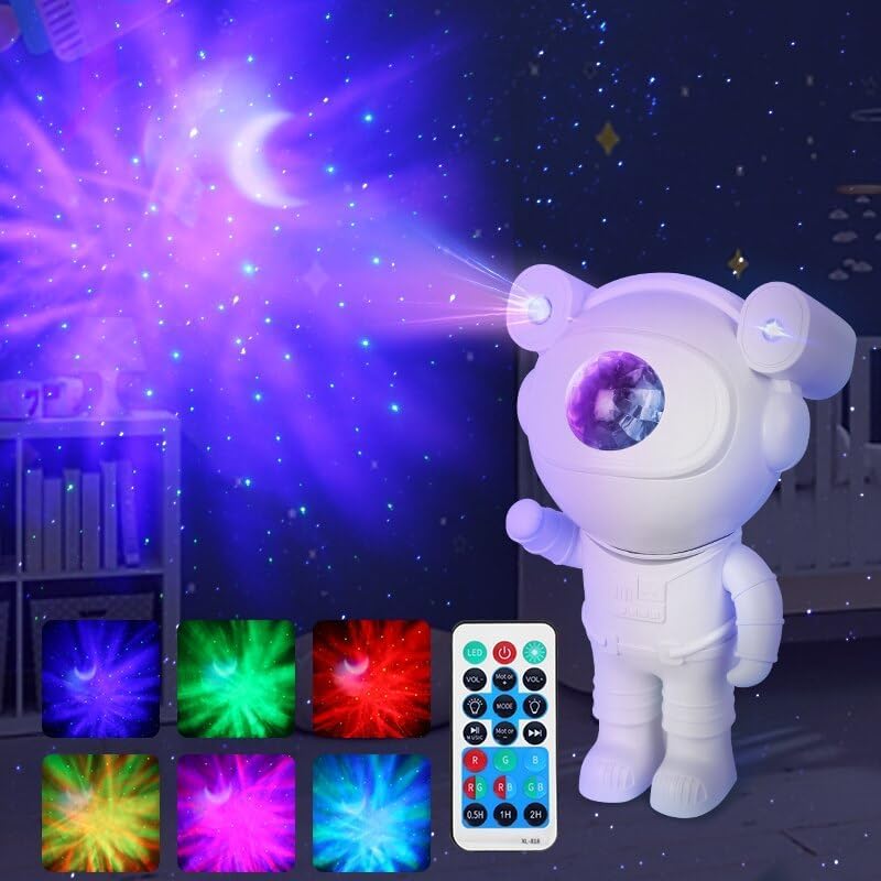 Astronaut Speaker Galaxy Projector Lamp with Inbuilt Bluetooth Speaker Robot Star Sky Space Night Light with Remote 360 Adjustable for Home, Gifts, Baby, Gaming Room and Dance Party