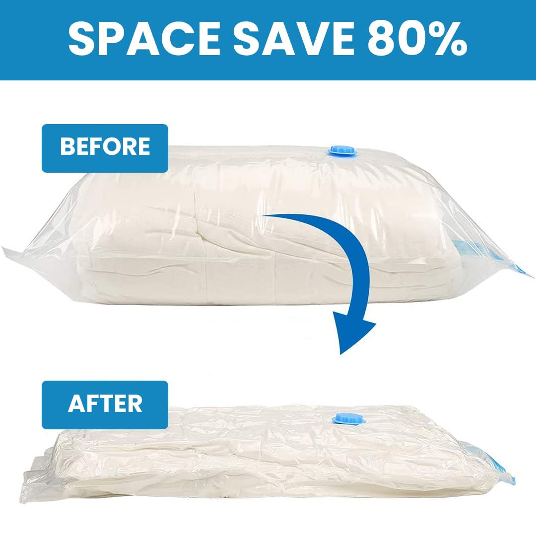 Vacuum Storage Bags with Hand Pump – Space-Saving, Airtight Compression for Clothes, Bedding & Travel