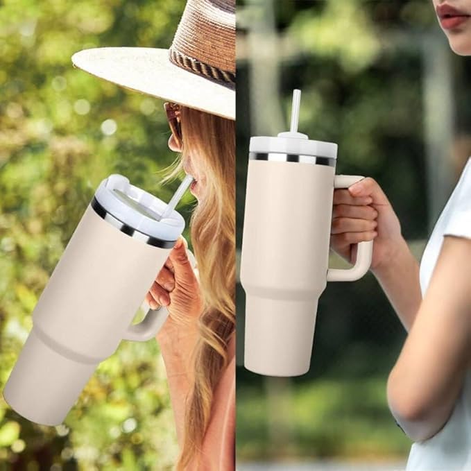 1.2L Tumbler with Handle Straw & Lid | Insulated Reusable Stainless Steel Water Bottle | Leak Proof Mug for Office, Gym, Travelling (Multicolor), 1200 Milliliters Brand: Generic
