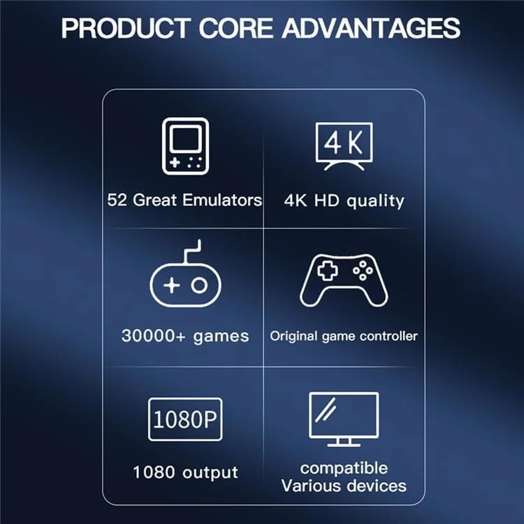 M22 Game Stick with 30,000+ Games & Dual Wireless Controller- Wireless HD, 52 Emulators, 30,000+ Games, 64GB, Classic Edition with Tekken Game